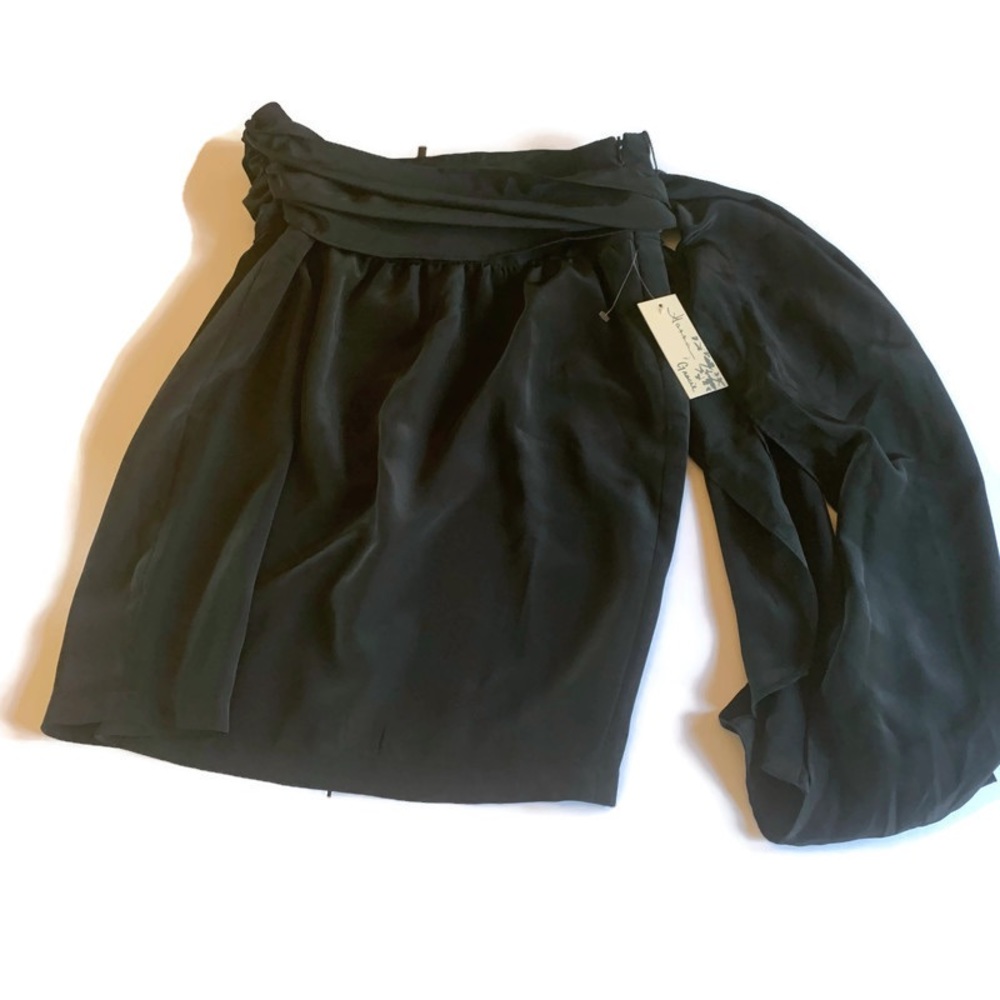 Hanna & Gracie black tie waist skirt size L black NWT